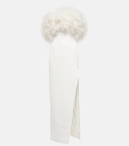 Feather-trimmed cady gown - David Koma - Modalova