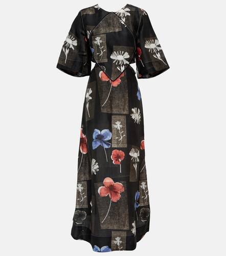 Floral linen and silk maxi dress - Ganni - Modalova