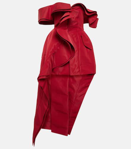 Gathered asymmetric faille gown - Alexander McQueen - Modalova