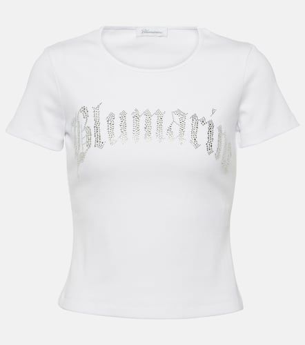 Logo embellished cotton jersey T-shirt - Blumarine - Modalova