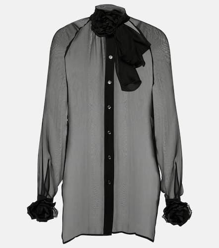 Blusa de chifón de seda con apliques florales - Dolce&Gabbana - Modalova