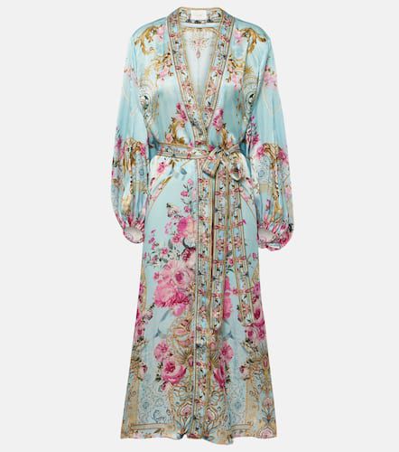 Embellished floral silk satin robe - Camilla - Modalova