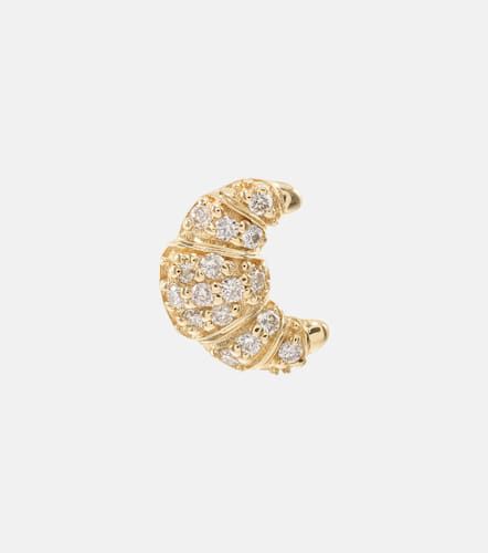 Croissant Small 14kt single stud earring with diamonds - Sydney Evan - Modalova