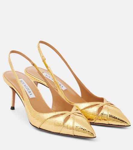 Moves 65 snake-effect leather slingback pumps - Aquazzura - Modalova