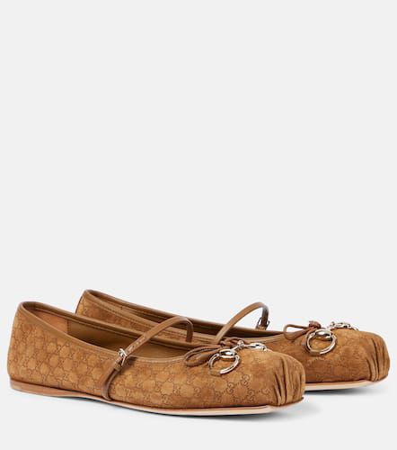 Ballerinas Horsebit GG aus Veloursleder - Gucci - Modalova