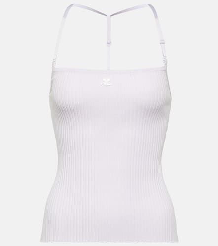 CourrÃ¨ges Logo halterneck ribbed-knit tank top - Courreges - Modalova