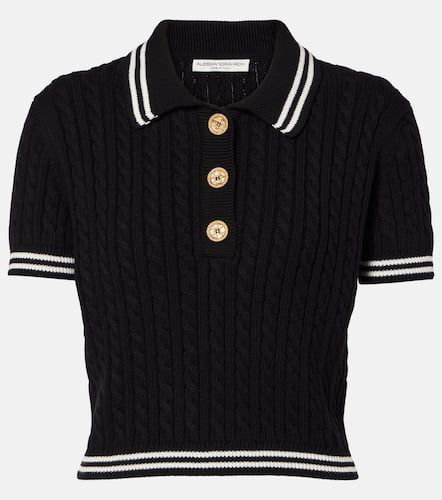 Cable-knit cropped cotton polo shirt - Alessandra Rich - Modalova