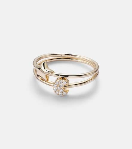 Mini Moon and Star set of 14kt rings with diamonds - Roxanne First - Modalova