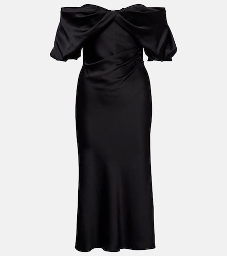 Vestido midi de satén drapeado - McQueen - Modalova