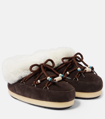 Faux fur-trimmed suede mules - Moon Boot - Modalova