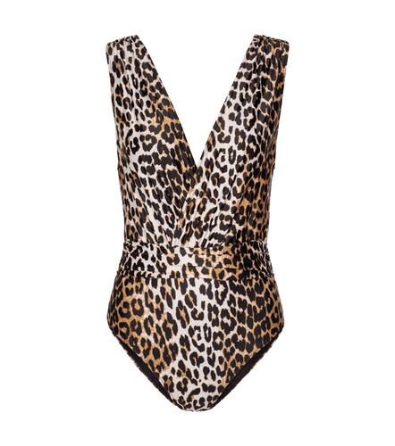 Leopard-print swimsuit in multicoloured - Ganni