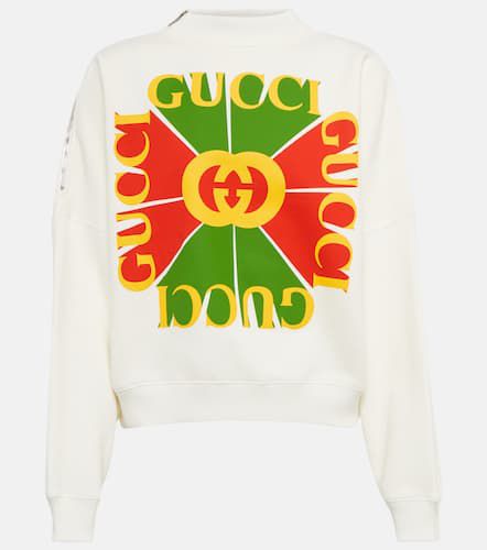 Logo printed mockneck cotton sweatshirt - Gucci - Modalova