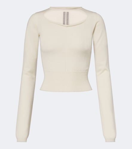 Pullover cropped Slashed in lana vergine - Rick Owens - Modalova