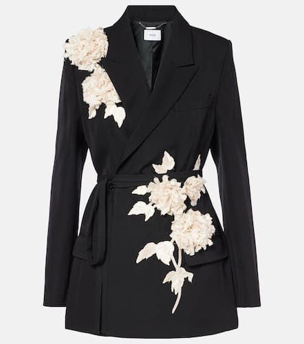 Floral-appliquÃ© wool grain de poudre jacket - Erdem - Modalova