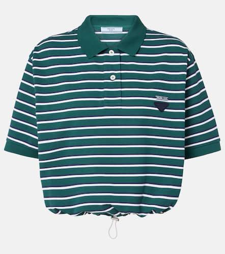 Polo cropped in cotone a righe - Prada - Modalova