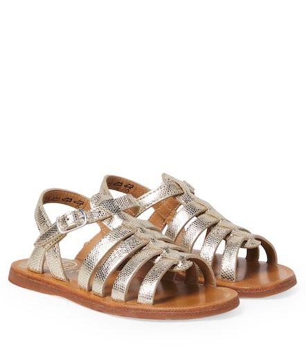 Plagette Strap metallic leather sandals - Pom d'Api - Modalova