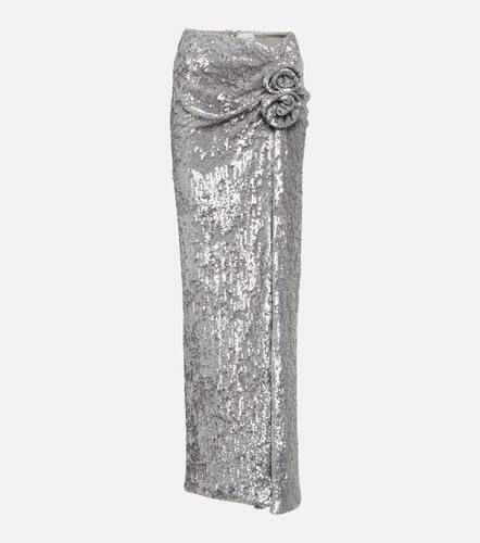 Floral-appliqué sequined maxi skirt - Magda Butrym - Modalova