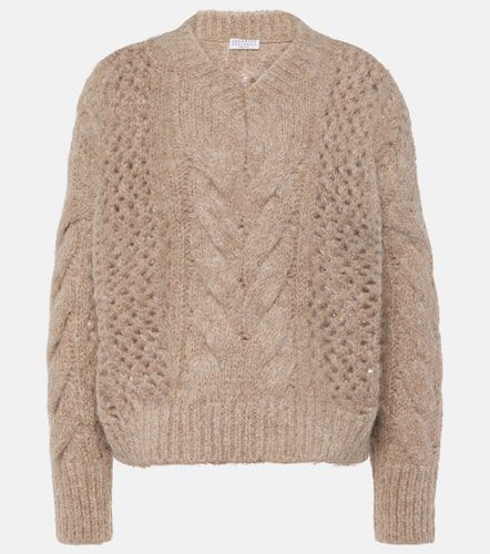 Cable-knit cotton-blend sweater - Brunello Cucinelli - Modalova