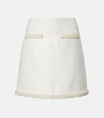 Faux pearl-trimmed boucle miniskirt - Self-Portrait - Modalova