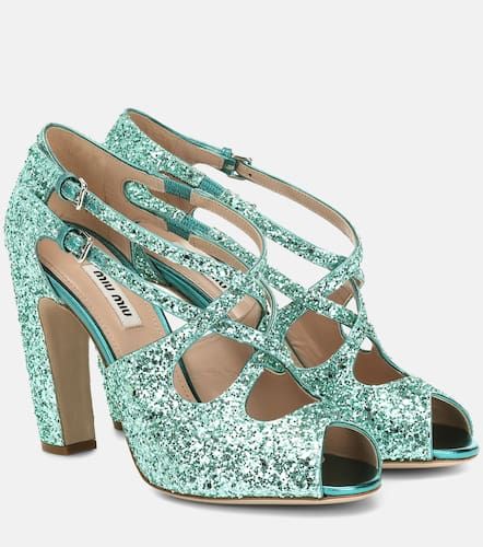 Peeptoe-Sandalen aus Glitter - Miu Miu - Modalova