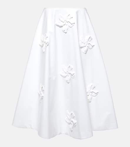 Falda midi de popelín de algodón con apliques florales - Valentino - Modalova