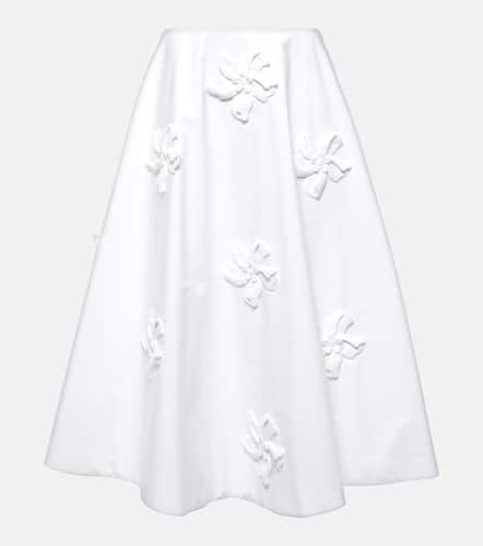 Falda midi de popelín de algodón con apliques florales - Valentino - Modalova