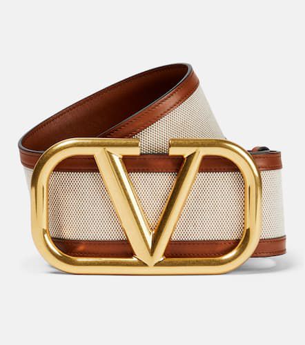VLogo leather-trimmed belt - Valentino Garavani - Modalova