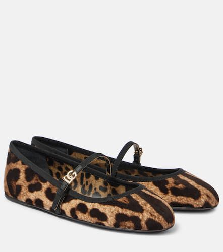 Vally leopard-print velvet Mary Jane flats - Dolce&Gabbana - Modalova