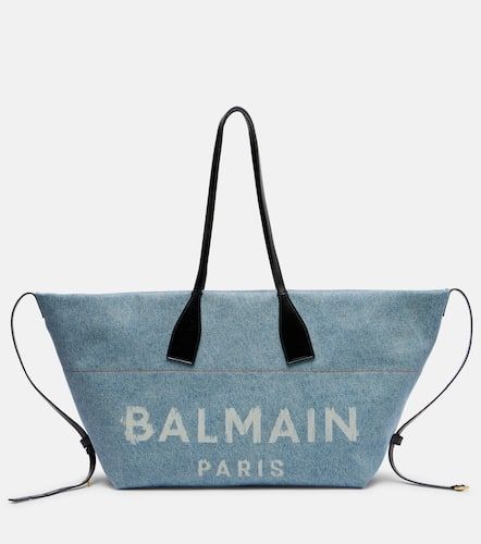 Borsa Track in denim con pelle - Balmain - Modalova