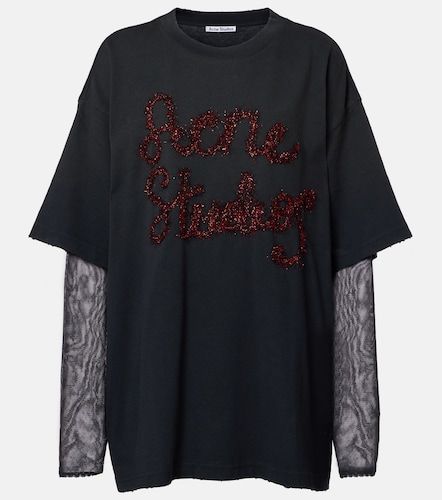 Camiseta oversized de jersey de algodón y malla - Acne Studios - Modalova