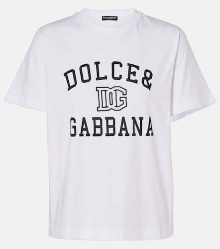 T-shirt in jersey di cotone con logo - Dolce&Gabbana - Modalova