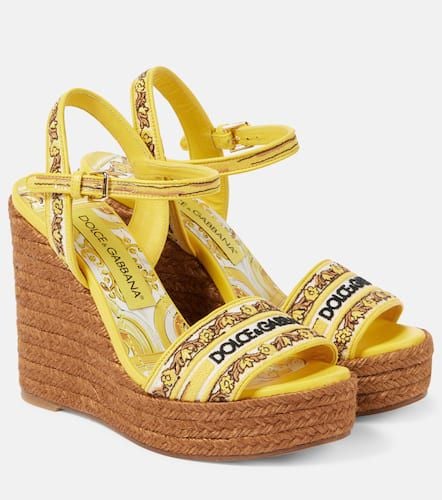 Majolica leather-trimmed espadrille wedges - Dolce&Gabbana - Modalova