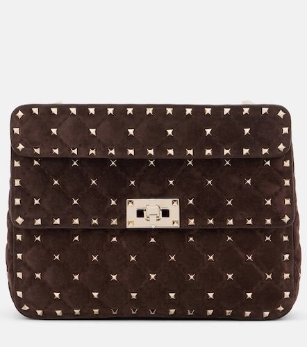 Borsa a mano Rockstud Spike Medium in suede - Valentino Garavani - Modalova
