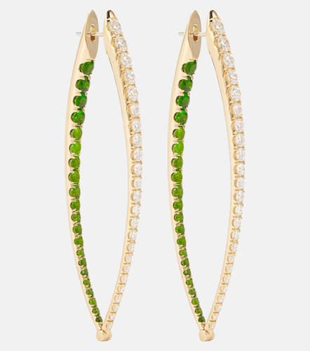 Cristina 18kt gold hoop earrings with diamonds and tsavorite garnets - Melissa Kaye - Modalova