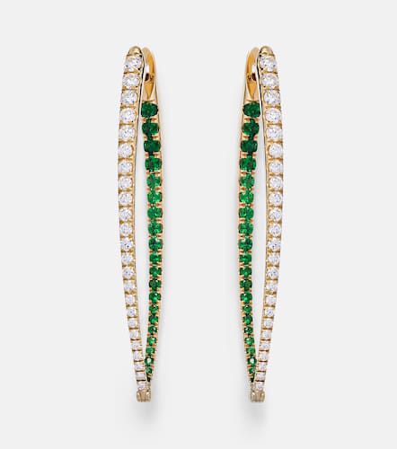 Cristina XL 18kt gold hoop earrings with diamonds and tsavorite garnets - Melissa Kaye - Modalova