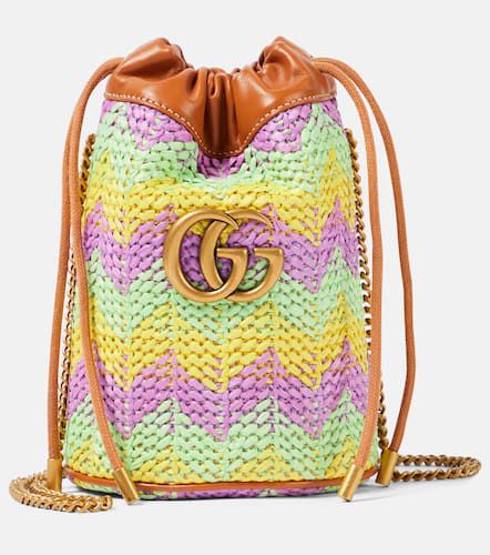 GG Marmont Super Mini raffia bucket bag - Gucci - Modalova