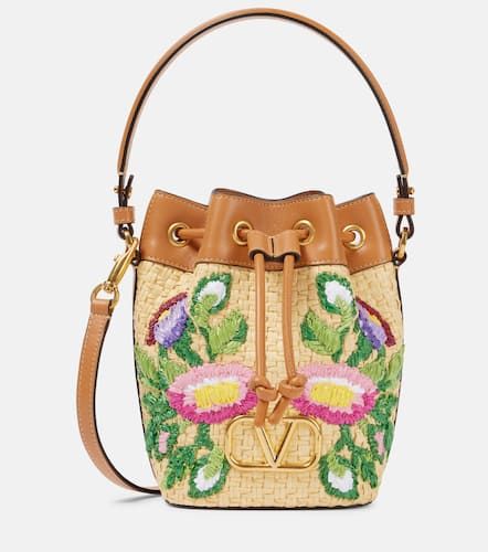 Bolso saco VLogo con bordado floral - Valentino Garavani - Modalova