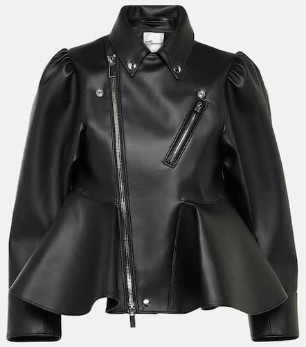 Peplum faux leather biker jacket - Noir Kei Ninomiya - Modalova