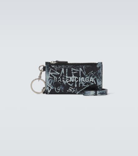 Cash logo-printed leather card holder - Balenciaga - Modalova
