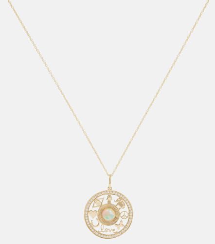 Collar Open Icon de oro de 14 ct con diamantes y ópalo - Sydney Evan - Modalova