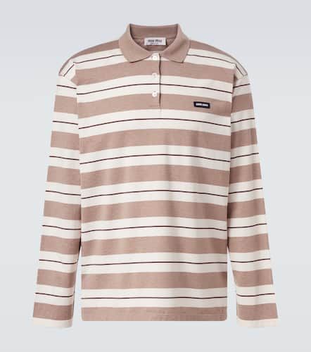 Striped cotton jersey polo shirt - Miu Miu - Modalova