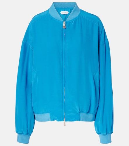 Oversized silk poplin blouson jacket - Versace - Modalova