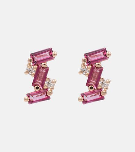 Kt rose earrings with diamonds and topaz - Suzanne Kalan - Modalova