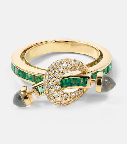 Anillo Chakra de oro de 18 ct con esmeraldas y diamantes - Ananya - Modalova