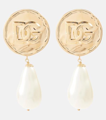 Pendientes de clip DG con perlas sintéticas - Dolce&Gabbana - Modalova
