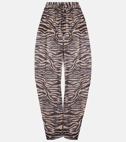 Zebra-print low-rise cotton wide-leg pants - The Attico - Modalova