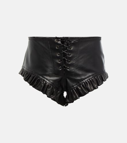 Premium Fringe Embellished Real Leather Shorts
