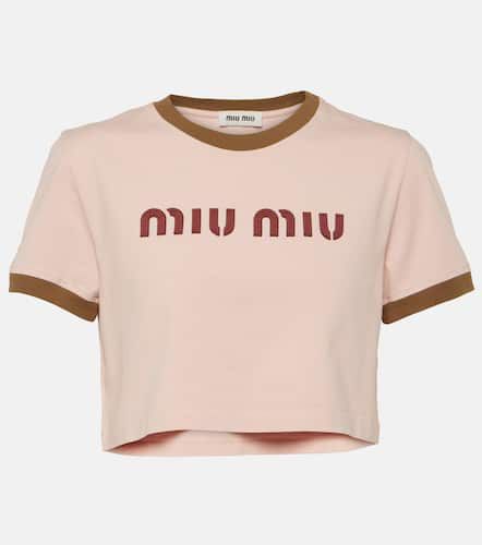 Miu Miu Logo cotton crop top - Miu Miu - Modalova