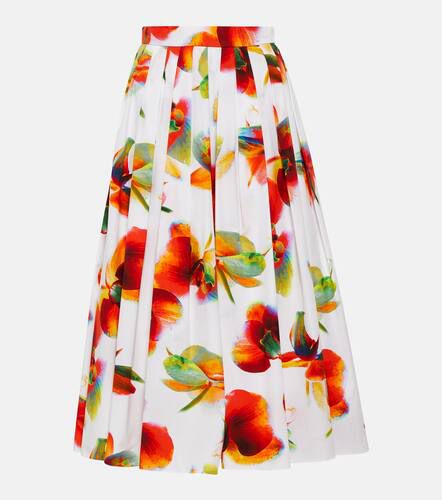 Floral cotton midi skirt - Alexander McQueen - Modalova