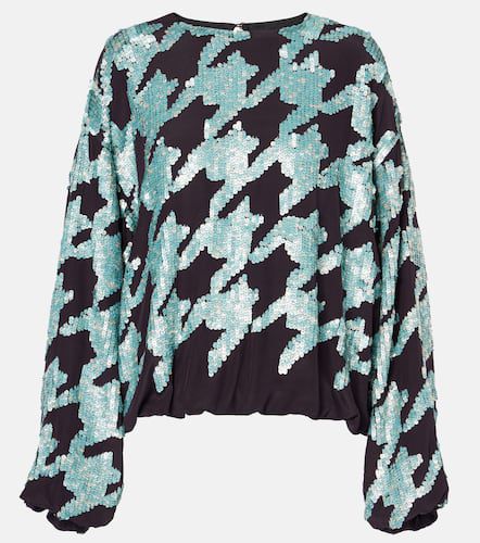 Sequined houndstooth silk sweatshirt - Dries Van Noten - Modalova